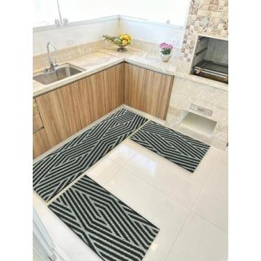 Imagem de Kit 3 Peças Ps Jogo Tapete Cozinha Largo 0,66 Antiderrapante - Lancer