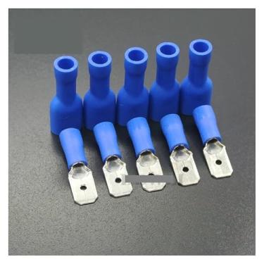 Imagem de 100 peças, 50 pares, 2,8 mm, 4,8 mm, 6,3 mm, fêmea, macho, conector de fiação elétrica isolado, terminal de crimpagem FDFD2-250 MDD2-250 (6,3 mm azul 50 pares)