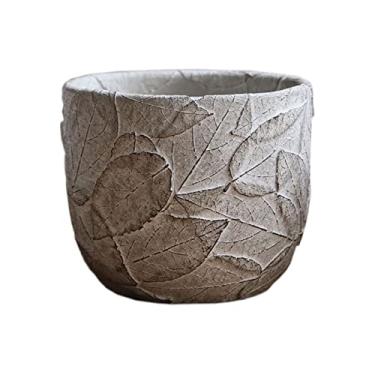 Imagem de Vasos de plantas de jardim interno externo personalidade criativa folhas em relevo vaso de flores de cimento suculenta planta verde recipiente de cacto respirável vaso de flores decorativo de mesa