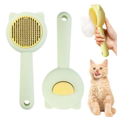Imagem de Pente de remoção de pelos de animais de estimação com botão de liberação, escova de cuidados para animais de estimação, limpeza, massagem, ferramenta profissional de cuidados para gatos internos e