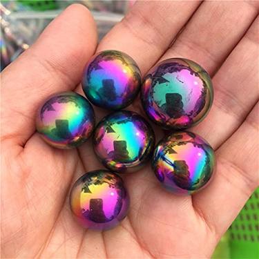 Imagem de GOMOSU Para 6 peças Bela Arco-íris Aura Esfera de Cristal Anjo Aura Titânio Quartzo Cristal Natural Decoração de Casa Pedras Decorativas para Casa (Cor: Multicolorido)