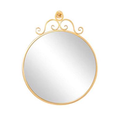 Imagem de Espelho de penteadeira espelho redondo espelho decorativo banheiro banheiro espelho de parede nórdico ferro forjado espelho de banheiro espelho de maquiagem (tamanho: P) (tamanho: pequeno)