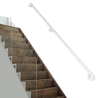 Imagem de SENNIAN Corrimãos de escadas, suportes de parede de ferro forjado, corrimão de corrimão de escada de metal, trilho de mão de deck de varanda de escadas para interior e exterior, kit de barra de apoio