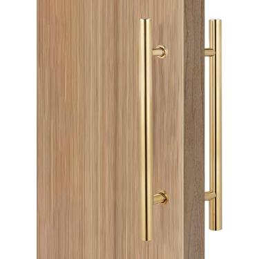 Imagem de ZDJZMGZ Maçaneta de porta de vidro, maçaneta de porta deslizante, maçanetas embutidas, barra de pressão interna externa para porta de entrada comercial, maçaneta de porta de vidro dupla face completa