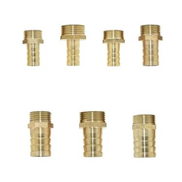 Imagem de Conector de farpa de mangueira de latão 14/16/19/25 mm para acoplador de rosca macho de 1/5.1 cm 3/10.2 cm Acoplador de rosca macho cobre água irrigação óleo e encaixe de tubulação de ar (A)