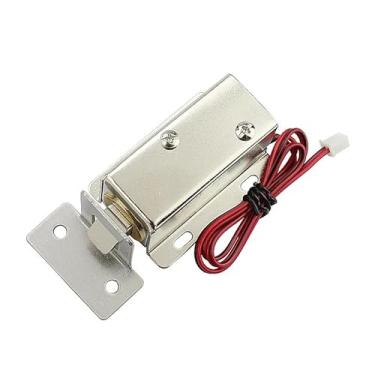 Imagem de Fechadura eletromagnética DC12V pequena fechadura de controle armário fechadura eletrônica fechadura solenoide OROAOBOMT (LY03B e fivela)