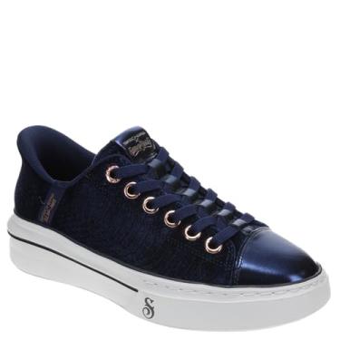 Imagem de Skechers Tênis feminino de veludo Snoop Hands Free Slip-ins, Azul marino, 36