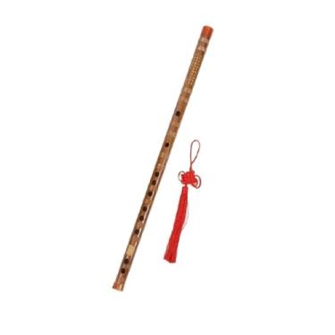 Imagem de Flauta de bambu de madeira E afinada, instrumento de sopro de madeira para iniciantes