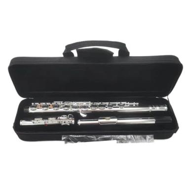 Imagem de Flauta de instrumento de flauta 16 furos com chave E flauta banhada a prata chave C flauta de cobre branco instrumentos de música transversal