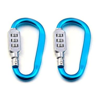 Imagem de ZHome Chaveiro de cadeado de combinação de 3 dígitos sem chave - chaveiro de bloqueio de código mosquetão para esportes, viagens, exterior, azul (pequeno), conjunto com 2 peças