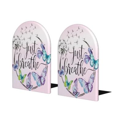 Imagem de Word Butterfly Beautiful Large Wooden Bookends Decorative Bookend Antiderrapante Heavy Duty Book Ends for Office Desk Home Office Library School Study Decoration Book Divisors for Shelves, 1 Par