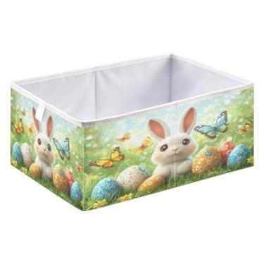 Imagem de ATTX Organizador de armário grande de coelhinho fofo da Páscoa - Caixas de armazenamento dobráveis para roupas, brinquedos, livros | Caixas de armazenamento organizadoras de prateleiras dobráveis #93