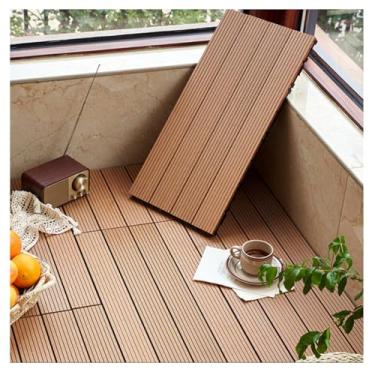 Imagem de SPXMQSS Azulejos para decks, azulejos de piso compostos, azulejos de convés interligados para exterior interior pátio jardim varanda terraço fácil de instalar 30 x 60 x 2,3 cm A 18 peças