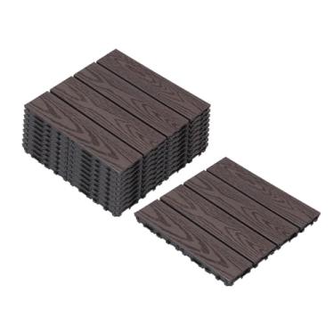 Imagem de Azulejos de deck compostos, tapetes interligados com resistente ao desgaste antiderrapante para terraço terraço varanda 30 x 30 cm B5 10 peças