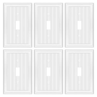 Imagem de Placa de parede de metal para tomadas elétricas, placas decorativas de interruptor branco off-white, placa de cobertura de interruptor de luz, placas de parede de 1 gangue (interruptor único, pacote