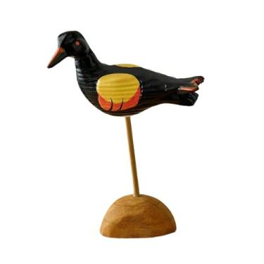 Imagem de Ｂｅｓｇａ Estatueta de gaivota de madeira, estátua de gaivota, obra de arte artesanal, decoração criativa para praia ou litoral, escultura de animal para, Preto
