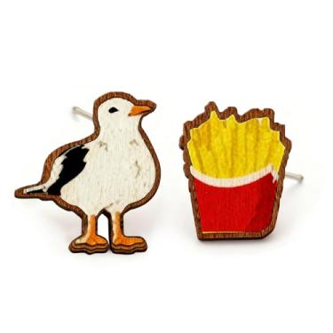 Imagem de Brincos de madeira para mulheres, pé grande, softball, tênis, pinguim, tartaruga, cão, gato, vaca, pato, Papai Noel, preguiça, hipopótamo, margarida, golfinho, fofo, vintage, hipoalergênico, brincos