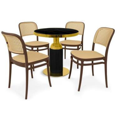 Imagem de Conjunto Mesa de Jantar Redonda Imperial 70cm Preta com 4 Cadeiras Rom