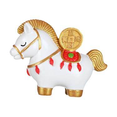 Imagem de Ioensy Estatueta de Cavalo em Resina para Decoração de Mesa, Estilo Feng Shui, Criativa, para Quarto, Mesa ou Armário - Ideal para o Ano, Cavalo Branco