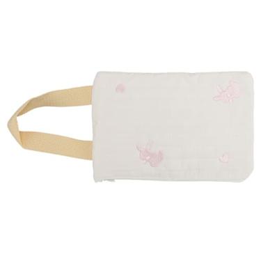 Imagem de CUOFYUNL Dispensador de lenços umedecidos para bebês, portátil, recarregável, reutilizável, bordado, padrão, zíper, viagem, recipiente de lenços umedecidos (Coelha)