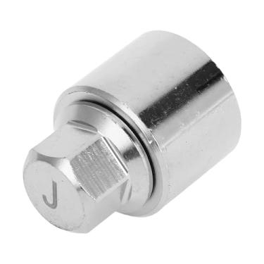 Imagem de VekAuto Trava de roda de veículo compatível com VW para Skoda, durável tipo J, liga de aço cromado, tom prateado, antifurto, parafuso antifurto, soquete de chave de remoção de porca