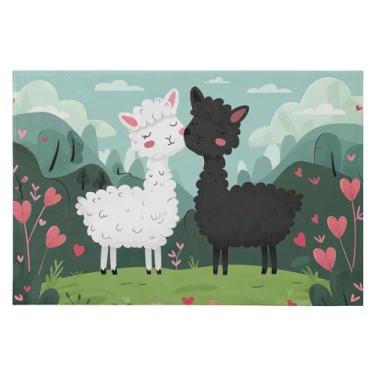 Imagem de Wassud Tapete de porta de alpaca de desenho animado 61 x 89 cm, tapete de área lavável antiderrapante com suporte de borracha, tapete macio e macio para sala de estar, quarto, entrada, entrada