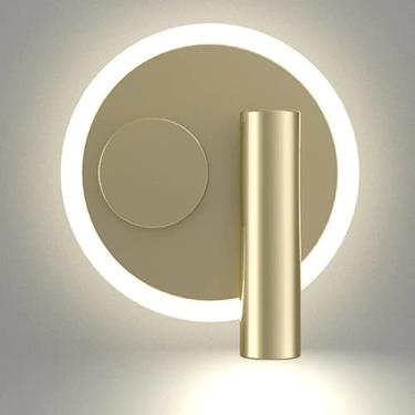 Imagem de Arandela de parede LED de 13W com interruptor, formato redondo/quadrado e giratório, iluminação de destaque ajustável para leitura ao lado da cama no quarto.