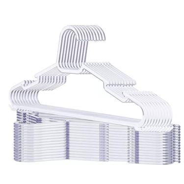 Imagem de Kit 100 Cabides Transparente Acrilíco Adulto Cabide Reforçado Organizar Roupas