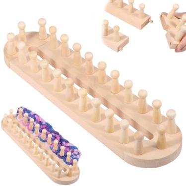 Imagem de Tear de tricô de madeira, moldura de cobertor de tricô grosso reutilizável, moldura de cobertores faça você mesmo, fio de crochê para iniciantes