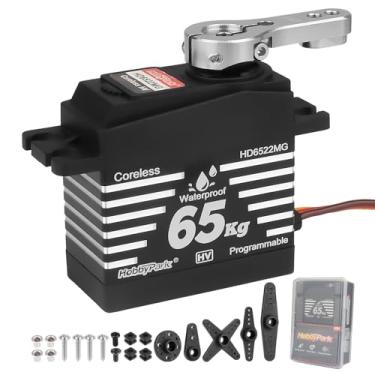 Imagem de HobbyPark Waterproof RC Servos High Torque 65kg Coreless Motor RC Steering Servo Standard Size Metal Gears for 1/8 1/10 RC Cars Trucks Buggy Programmable 180° HV 4.8-8.4V Upgraded Replacement