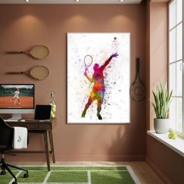 Imagem de Quadro Decorativo Moço Jogando Tênis-70X50Cm Mold Preta - Quadros On-L