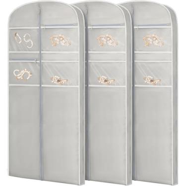 Imagem de Bolsa de roupa de 165 cm para viagem para pendurar roupas de armazenamento capa de terno com zíper e armazenamento de acessórios para casacos, vestidos, ternos