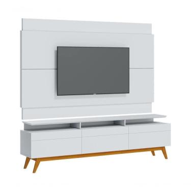 Imagem de Rack Com Painel Classic +3g 2.2 Com Branco Acetinado - Imcal Móveis