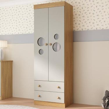 Imagem de Guarda-roupa Infantil 62cm 2 Portas com Vidro e 2 Gavetas Pirulito Multimóveis MP4466