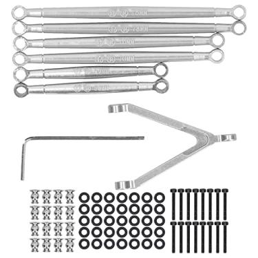 Imagem de CUOFYUNL Kit de haste de tração para carro RC Suporte de liga de alumínio Haste em formato de suporte para JT Gladiator AXI00005 1/24 RC Car (Prata)