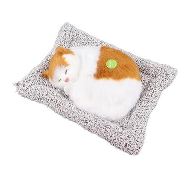 Imagem de Generic Lindamente Trabalhada Decoração de Gato Dormindo Brinquedo de Pelúcia Realista Com Som para Entusiastas de Gatos e Crianças (Gato com manchas amarelas)