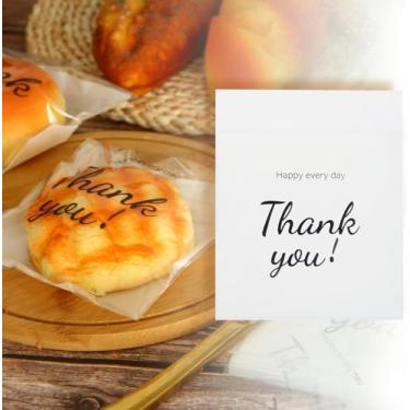 Imagem de 100 unidades de sacos autoadesivos para doces de biscoito - sinal de agradecimento, decoração de padaria, saco de guloseimas de celofane sacos de presente para lembrancinhas de festa infantil, doces