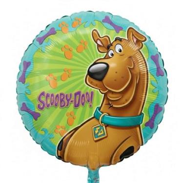 Imagem de Balão Mylar redondo multicolorido Scooby-Doo - 45,7 cm (1 peça) - Balão de alumínio licenciado, hélio ou enchimento de ar - perfeito para aniversários, festas temáticas de mistério e cabines de fotos