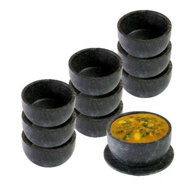 Imagem de Kit 10 Cumbucas Bowl Pedra Sabão Com Prato 500 Ml