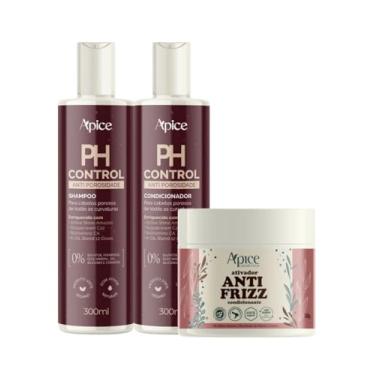 Imagem de Kit Shampoo, Condicionador ph control e Ativador Antifrizz 500g Apice