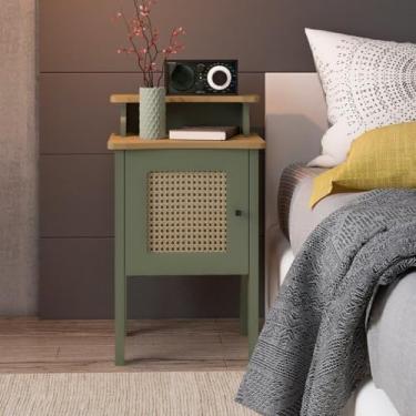 Imagem de Kit 2 Mesas de Cabeceira Porta Reversível Detalhes Curvos,mesa de cabeceira,mesa de cabeceira quarto