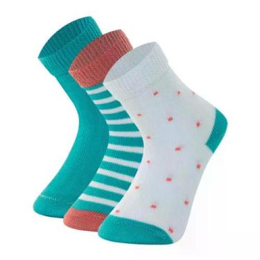 Imagem de Kit 3 Pares Meias Cano Médio Bebê Mash Infantil, 16-21, Azul turquesa 