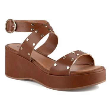 Imagem de Sandália Feminina Mississipi Salto Plataforma Alta MF505 Cor:CarameloT