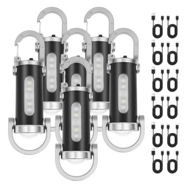 Imagem de Tcwhniev 6 porta-chaves recarregáveis brilhantes tipo C, carregador portátil de emergência, 220 lúmens altos à prova d'água, mini chaveiro compacto, lanterna USB com 7 modos para acampamento ao ar