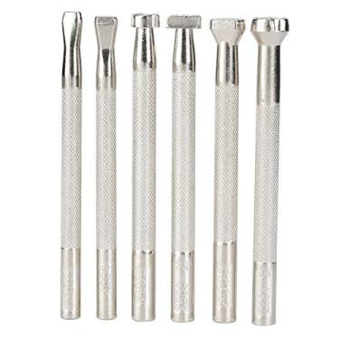 Imagem de Ferramenta de escultura artesanal de couro MUNEFE, conjunto de punção de carimbo de formato especial, ferramentas de arte artesanal de carimbo de couro para artesanato (6 peças)