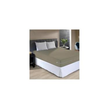 Imagem de Capa de Colchão Casal Box com Elástico, Bege, 100% Polipropileno, 138x188x30cm, Protetor contra Ácaros e Poeira