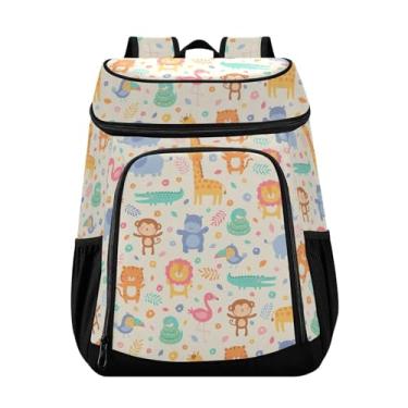 Imagem de Mochila térmica com 36 latas de animais da selva pastel, à prova de vazamento, para viagem, com isolamento térmico