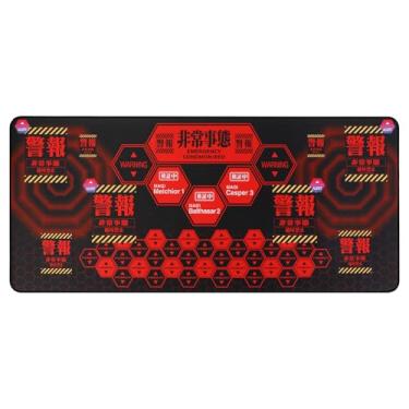 Imagem de Tapete de mouse para jogos Neon Genesis Evangelion com design extra largo de 90 x 39,9 cm – com sistema MAGI e gráficos de aviso de emergência, base de borracha antiderrapante, ideal para fãs de EVA