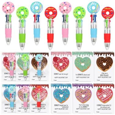 Imagem de Sinload Conjunto de 24 canetas esferográficas, presentes de Dia dos Namorados, 4 em 1, multicoloridas, mini canetas retráteis com cartões comemorativos para dia dos namorados, escola, sala de aula