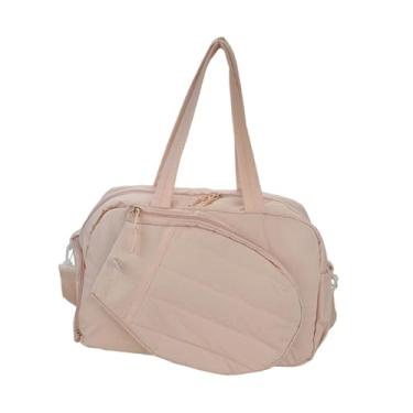 Imagem de Baoblaze Bolsa para raquete de tênis unissex, ideal para viagens curtas de fim de semana, com compartimento para sapatos e bolso impermeável para treino, Rosa